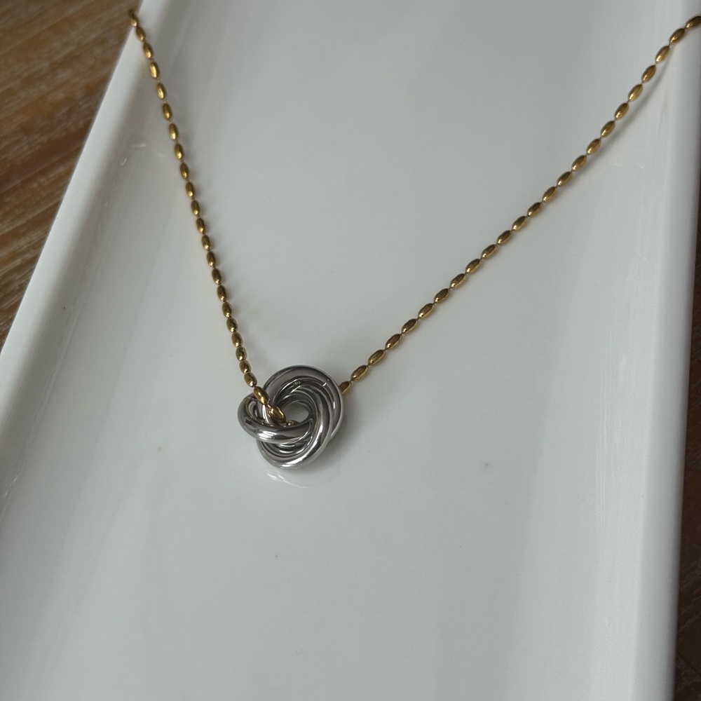Elegant Gold and Silver Knot Necklace Stainless Steel